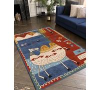 Lumirug Safari Desert Theme Rug Camel Print Boho Scandinavian Style Carpet for Kids Playroom Nursery Bedroom Living Room 60x90 Decorative Blue Red Chenille Mat
