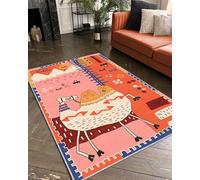 Lumirug Safari Desert Theme Rug Camel Print Boho Scandinavian Style Carpet for Kids Playroom Nursery Bedroom Living Room 60x90 Decorative Orange Chenille Mat