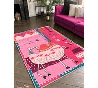 Lumirug Safari Desert Theme Rug Camel Print Boho Scandinavian Style Carpet for Kids Playroom Nursery Bedroom Living Room 60x90 Decorative Pink Chenille Mat