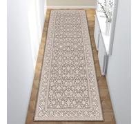 Lumirug Turkish Oriental Beige Runner Rug Plush Soft Traditional Carpet with Floral Pattern Classic Boho Minimal Decor Washable Nonslip Area Mat for Living Room Bedroom Hallway 120x300 cm