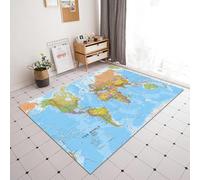 Lumirug World Political Map Area Rug 100x150 cm Flat Educational Decorative Large Floor Mat for Classroom, Home, Office Soft Non-Slip Geography Carpet