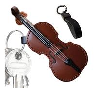 Lumiscent Leather Violin Keychain - Cello Key Chain | Tiny Violin Keyring | Leather Violin & Cello Keychain | Musical Instrument Keychain For Music Lover, Purse Charm, Bag Pendant For Men Women