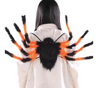 Lumiscent Spider Backpack Costume, Plush Giant Spider Realistic Fake Spiders, Giant Spider Costume Back Candy Bag, Horror Plush Spider Leg Props Decors, Scary Spider Costume Props For Kids Adults