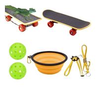 Lumiscent Turtle Skateboard Toy Set - Funny Skateboard Turtle Toys | Tortoise Training Skateboard Toy Set | Pet Toys With Bowl & Traction Rope | Tortoise Toy Feeding Balls For Small Animals Turtles