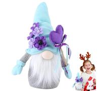 Lumiscent Winter Gnomes - Fall Gnome With Purple Flowers | 30cm Gnome Decor | Gnomes Plush Autumn Decorations | Handmade Gnomes Decorations For Home | Faceless Dwarf Plushie For Tiered Tray Decor