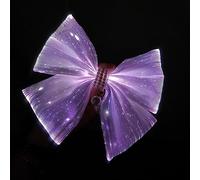 Lumisonata Hair Bow Clips Barrette LED Hair Clip Solid White Jumbo Bow-Knot Clips Handmade Light up French Barrette Hair Satin Alligator Hairclips Accessories for Women