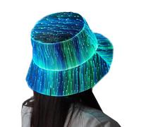 Lumisonata LED Rave Bucket, Fiber optic fisherman's hat,7 Colours, Fibre Optic Fabric, USB Rechargeable, Halloween Festival Party Hat for Men and Women,Performence Stage Fancy Dress (Black)