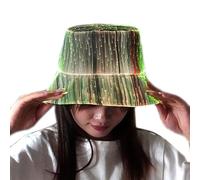 Lumisonata LED Rave Bucket, Fiber optic fisherman's hat,7 Colours, Fibre Optic Fabric, USB Rechargeable, Halloween Festival Party Hat for Men and Women,Performence Stage Fancy Dress (White)
