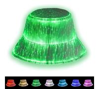 lumisonata LED Rave Bucket Hat USB Rechargeable 7 Colors Glow in The Dark Festival Accessories White