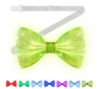 lumisonata Light up Bow Tie LED Necktie 7 Colors Rave Accessories Formal Funny Bowtie Costume for Wedding Festival Party (White)
