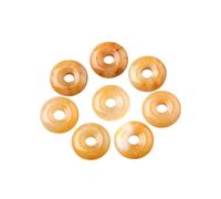 Lumisoul 2PCS 20mm Pi Donut Natural Crystal Semi-Precious Gemstone Large Hole Circle Beads DIY Pendant Bracelet Making (Yellow Jade)