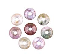 Lumisoul 2PCS 20mm Pi Donut Natural Crystal Semi-Precious Gemstone Large Hole Circle Beads DIY Pendant Bracelet Making (Indian Agate)
