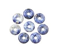 Lumisoul 2PCS 20mm Pi Donut Natural Crystal Semi-Precious Gemstone Large Hole Circle Beads DIY Pendant Bracelet Making (Blue Spot)