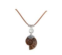 Lumisoul 2PCS Natural Ammonite Fossil Crystal Bead Pendants - Handcrafted Gemstone Wire Wrapped Fossil Jewelry for DIY Necklace Making, 5.4 * 2.8 * 0.9 CM, Natural Crystal, crystal