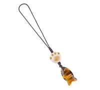 Lumisoul 2PCS Natural Crystal Fish Charm Strap, Cat Paw Bead Phone Lanyard Hanging Pendant for Keys Bag Backpack Phone Case Accessory, Assorted Colors, 12 * 22 MM, Natural Crystal, Amethyst