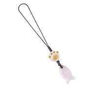 Lumisoul 2PCS Natural Crystal Fish Charm Strap, Cat Paw Bead Phone Lanyard Hanging Pendant for Keys Bag Backpack Phone Case Accessory, Assorted Colors, 12 * 22 MM, Natural Crystal, Amethyst