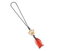 Lumisoul 2PCS Natural Crystal Fish Charm Strap, Cat Paw Bead Phone Lanyard Hanging Pendant for Keys Bag Backpack Phone Case Accessory, Assorted Colors, 12 * 22 MM, Natural Crystal, Amethyst
