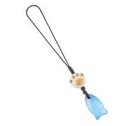 Lumisoul 2PCS Natural Crystal Fish Charm Strap, Cat Paw Bead Phone Lanyard Hanging Pendant for Keys Bag Backpack Phone Case Accessory, Assorted Colors, 12 * 22 MM, Natural Crystal, Amethyst