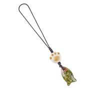 Lumisoul 2PCS Natural Crystal Fish Charm Strap, Cat Paw Bead Phone Lanyard Hanging Pendant for Keys Bag Backpack Phone Case Accessory, Assorted Colors, 12 * 22 MM, Natural Crystal, Amethyst