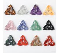 Lumisoul 5PCS Mixed Crystal Irish Celtic Knot Charms, Hollow Trinity Knot Carvings No-Hole Gemstone Pendants, Irish Spiritual Symbols for DIY Jewelry