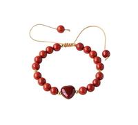 Lumisoul adjustable beaded bracelet with 8mm round crystal and agate beads featuring a 1.5cm heart charm, handcrafted accessory for daily wear, gifting, meditation, layering, and creative styling, 8