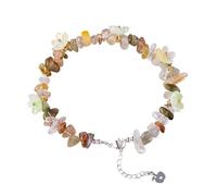Lumisoul Crystal Chip Resin Flower Bracelet - Handmade Bloom Bangle with Embedded Crystals, Unique DIY Artistic Jewelry Gift, 5 - 7 MM, Crystal, no gemstone