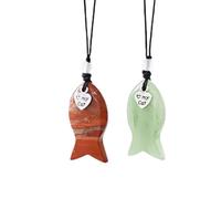 Lumisoul Natural Crystal Fish Pendant Charm, Handmade Gemstone Keychain Accessory for Phone Strap, Bag Decoration DIY