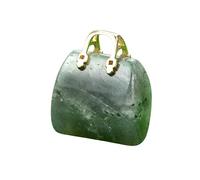 Lumisoul Natural Crystal Mini Handbag Pendant, Polished Gem Purse Charm with Gold Tone Handle for Necklace Bracelet Jewelry Making, 25mm X 28mm X 12mm, Natural Crystal, Amethyst