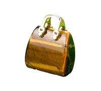 Lumisoul Natural Crystal Mini Handbag Pendant, Polished Gem Purse Charm with Gold Tone Handle for Necklace Bracelet Jewelry Making, 25mm X 28mm X 12mm, Natural Crystal, Amethyst