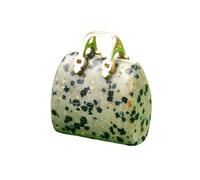 Lumisoul Natural Crystal Mini Handbag Pendant, Polished Gem Purse Charm with Gold Tone Handle for Necklace Bracelet Jewelry Making, 25mm X 28mm X 12mm, Natural Crystal, Amethyst