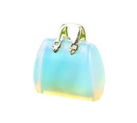 Lumisoul Natural Crystal Mini Handbag Pendant, Polished Gem Purse Charm with Gold Tone Handle for Necklace Bracelet Jewelry Making, 25mm X 28mm X 12mm, Natural Crystal, Amethyst