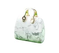 Lumisoul Natural Crystal Mini Handbag Pendant, Polished Gem Purse Charm with Gold Tone Handle for Necklace Bracelet Jewelry Making, 25mm X 28mm X 12mm, Natural Crystal, Amethyst