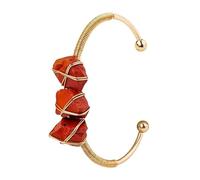 Lumisoul Natural Raw Crystal Wrap Wire Bracelet - Handmade Woven Energy Stone Bangle for Healing, Meditation and Positive Vibe Jewelry, 7 * 7 CM, Metal, No Gemstone