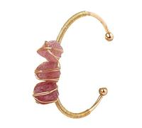 Lumisoul Natural Raw Crystal Wrapped Wire Bracelet - Handmade Woven Energy Stone Bangle for Healing, Meditation, and Positive Vibes Jewelry, 7 * 7 CM, Metal, no gemstone