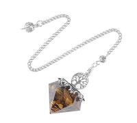 Lumisoul Resin Crystal Pendulum Pendant with Colorful Raw Chips, Diamond Shape Dowsing Pendant for Necklace Jewelry DIY Gift, 29 * 42 MM, Crystal, No Gemstone