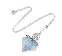 Lumisoul Resin Crystal Pendulum Pendant with Colorful Raw Chips, Diamond Shape Dowsing Pendant for Necklace Jewelry DIY Gift, 29 * 42 MM, Crystal, No Gemstone