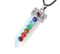Lumisoul Seven-Color Crystal Agate Sword Pendant with Layered Tones, Hand-Finished Blade Shape Design for Jewelry Making, Collecting, Creative Accessories, Desktop Display, and Meaningful Gift Craft
