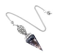 Lumisoul vintage carved cone-shaped pendulum pendant with detailed metal accents for divination practices, meditation routines, spiritual décor, ritual tools, dowsing activities and mindful personal