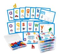 LumiStar Alphabet Task Boxes Set Lowercase Letters Learning Kit with 65 Letter Recognition and Writing Practice Cards, 130 Plastic Magnetic Letters, 5 Storage Cases, Classroom and Homeschool Suppliers
