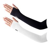 LumiSyne 2 Pairs UV Sun Protection Arm Sleeves With Thumb Hole Women Men UPF 50+ Stretchy Compression Sleeves Long Armwarmers Cooling Arm Sleeves For Summer Running Cycling Basketball Tattoo Cover Up