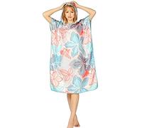 LumiSyne Changing Robe with Hood Women Fashion Printed Pattern Towel Poncho Microfibre Swim Towel Fast-Drying Beach Cover Ups Compact Easy Storage Changing Towel
