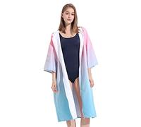LumiSyne Changing Robe With Hood Women Men, Fashion Printed, Zipped Style, Quick Dry Microfiber, Lightweight Compact Changing Towel, Bath Robe, Beach Cover Up, Towel Poncho For Swimming Surfing Travel