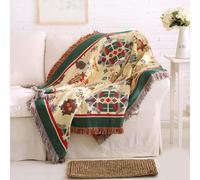 LumiSyne Cotton Woven Throw Blanket With Tassel Double-Sided Jacquard Bohemian Geometric Pattern Vintage Ethnic Style Decorative Throws For Sofa Bed Armchair Camping Blanket Tapestry Tablecloth Carpet