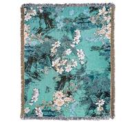 LumiSyne Cotton Woven Throw Blanket With Tassel Jacquard Floral Pattern Fresh Retro Style Reversible Decorative Throws For Sofa Bed Armchair Camping Blanket Shawl Tapestry Tablecloth Rugs 160x130cm