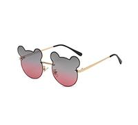 LumiSyne Cute Bear Sunglasses For Kids Boys Girls UV400 Protection Colorful Gradient Lenses Metal Frame Bear Ears Round Glasses Sun Shades Eyewear For Outdoor Beach Holiday Photography