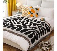 LumiSyne Double-Sided Cotton Woven Throw Blanket With Tassel Jungle Bohemian Style Tapestry Shawl Multi-Function Decorative Throws For Sofa Bed Armchair Camping Blanket Tablecloth Carpet 160x130cm
