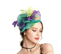 LumiSyne Fascinators Hat for Women Girls Flower Tulle Ribbon Feathers On a Headband and a Hair Clip Vintage Elegant Headwear Fancy Headdress Headpieces for Cocktail Tea Party Wedding Prom Races