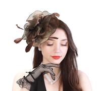LumiSyne Fascinators Hat For Women Girls Flower Tulle Ribbon Feathers On a Headband And a Hair Clip Vintage Elegant Headwear Fancy Headdress Headpieces For Cocktail Tea Party Wedding Prom Races