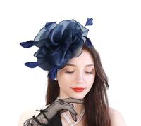 LumiSyne Fascinators Hat For Women Girls Flower Tulle Ribbon Feathers On a Headband And a Hair Clip Vintage Elegant Headwear Fancy Headdress Headpieces For Cocktail Tea Party Wedding Prom Races