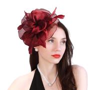 LumiSyne Fascinators Hat For Women Girls Flower Tulle Ribbon Feathers On a Headband And a Hair Clip Vintage Elegant Headwear Fancy Headdress Headpieces For Cocktail Tea Party Wedding Prom Races